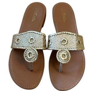 Hotcakes Gold Glitter Sparkle Sunrise Slip On Sandals Women’s Size 11 M